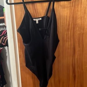 Express black bodysuit with v neck cross detail size m